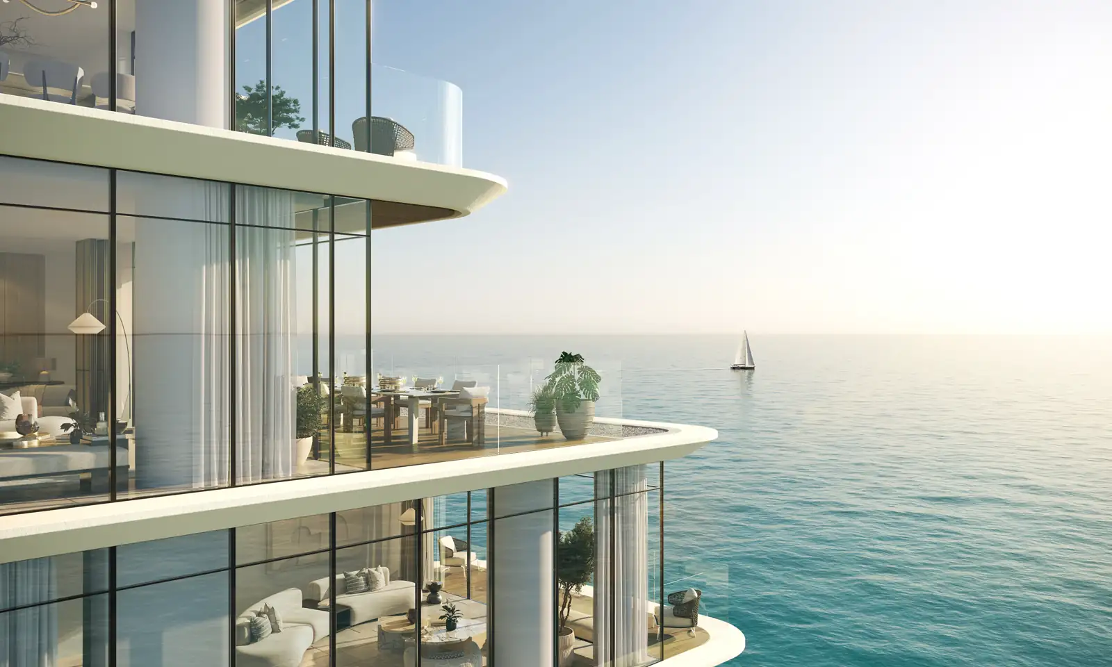 Balkone der Anantara Residences mit Blick über den Arabischen Golf, Visualisierung