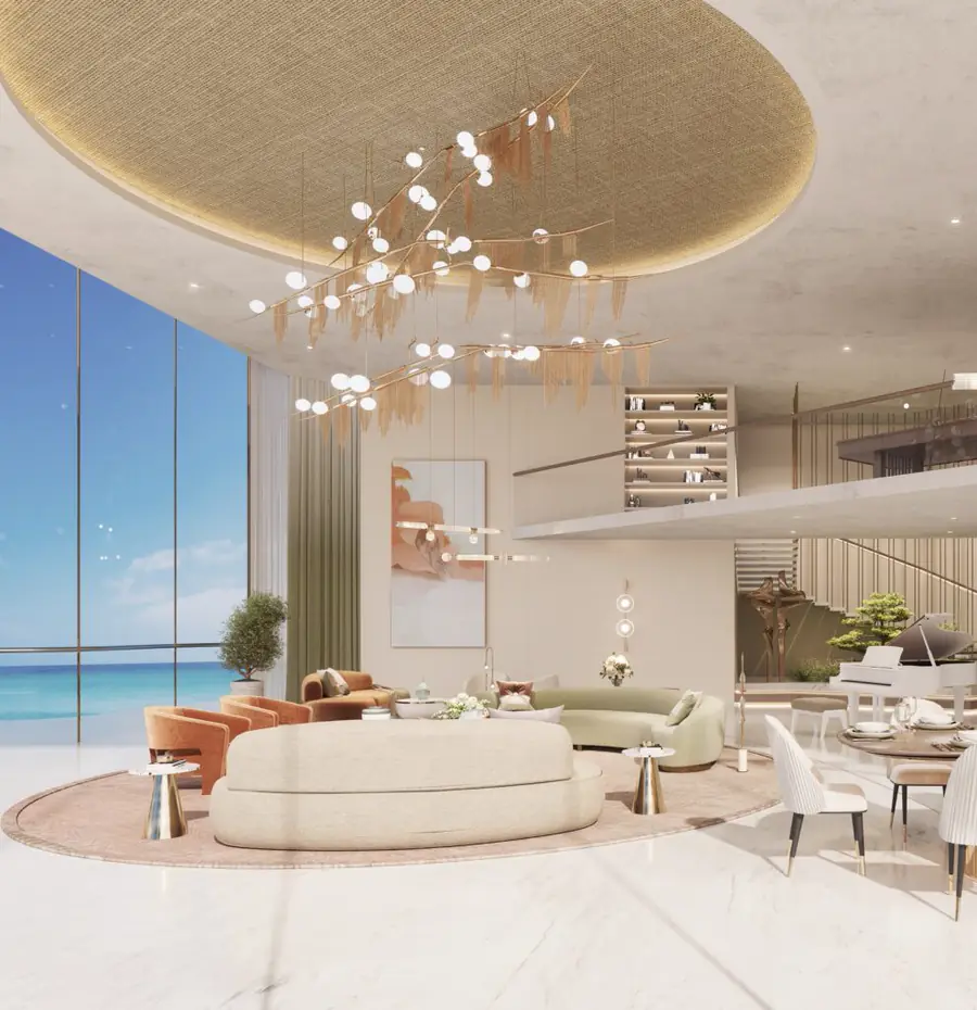 Living area of a sky villa in the United Arab Emirates, visualisation