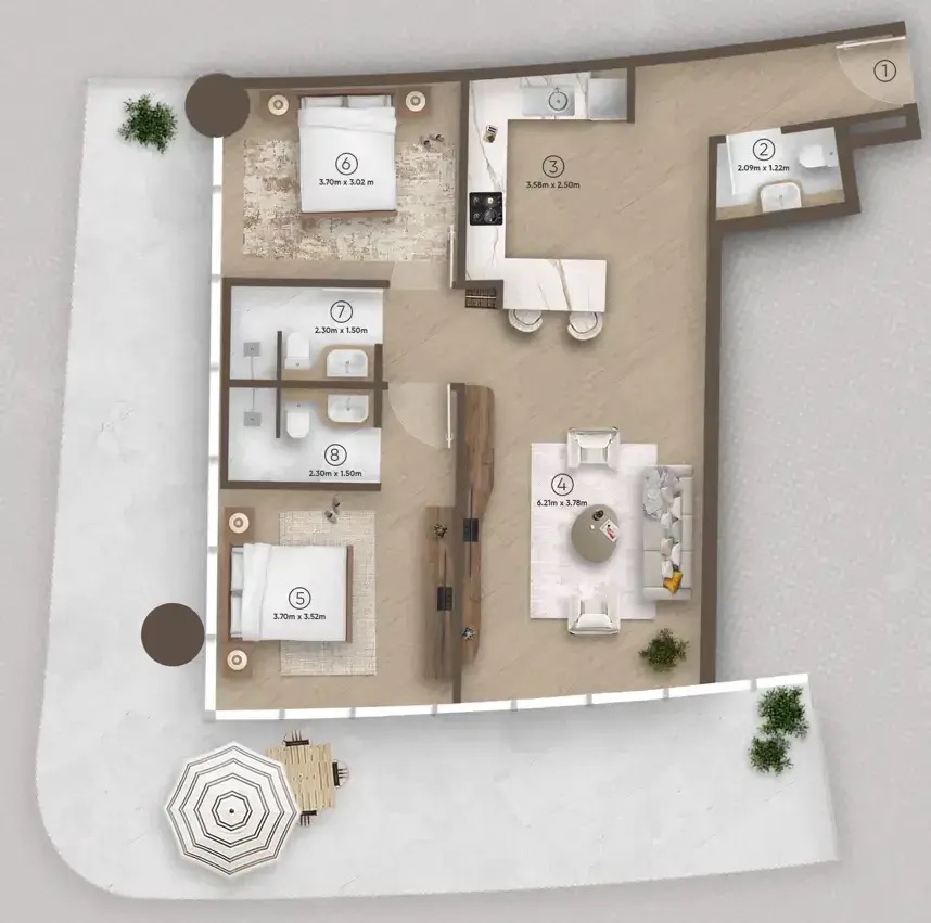 2 Bedrooms
