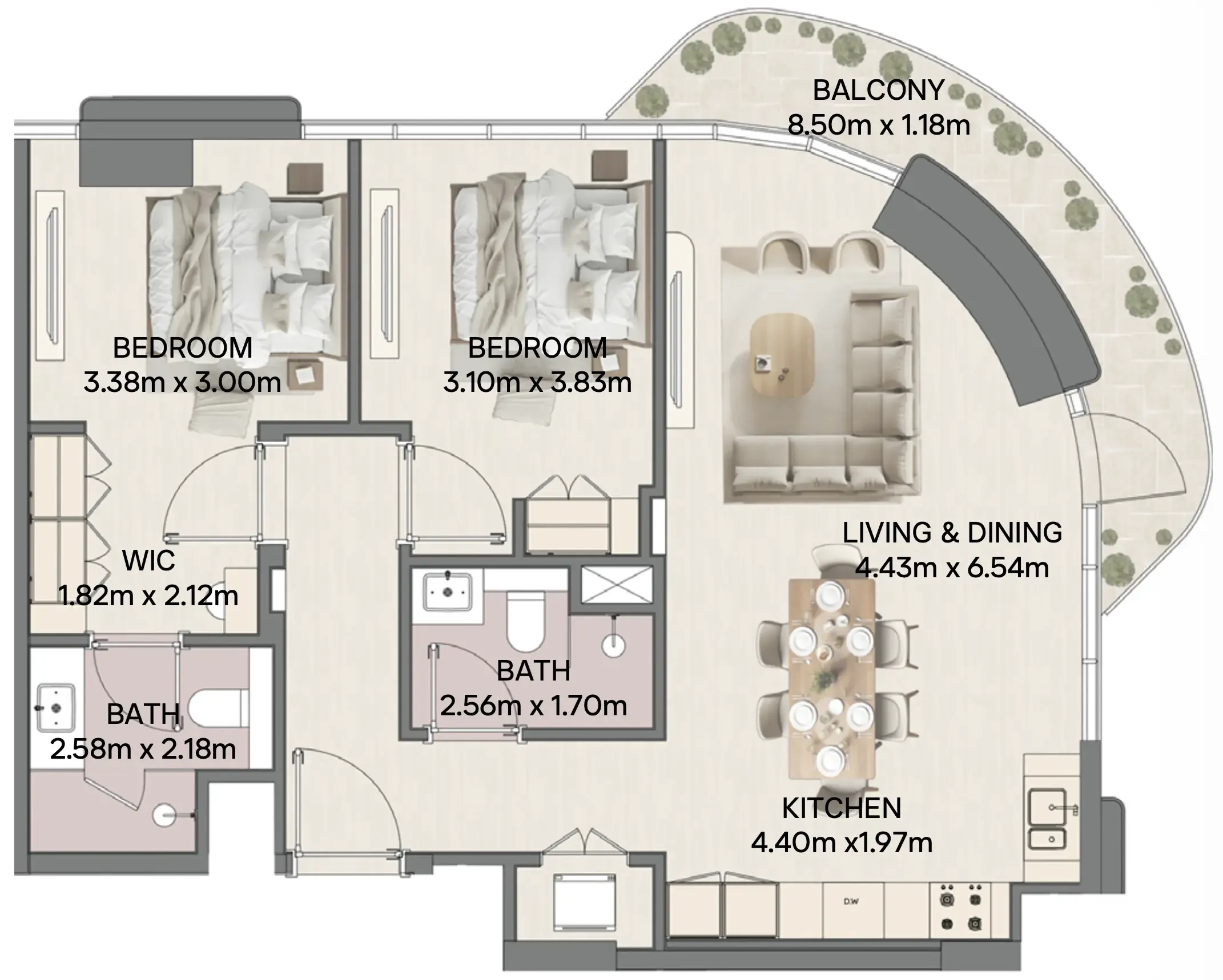 2 Bedrooms