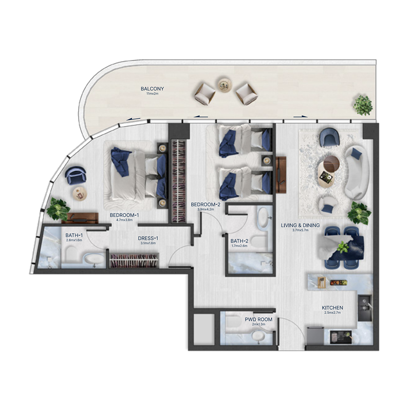2 Bedrooms