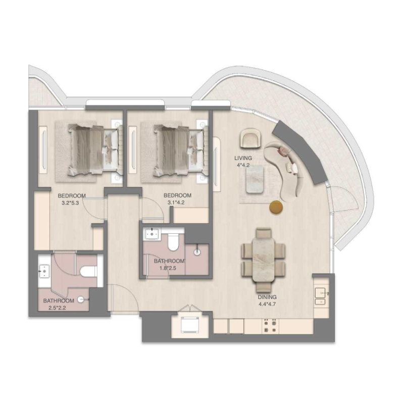 2 Bedrooms
