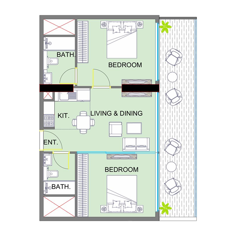 2 Bedrooms