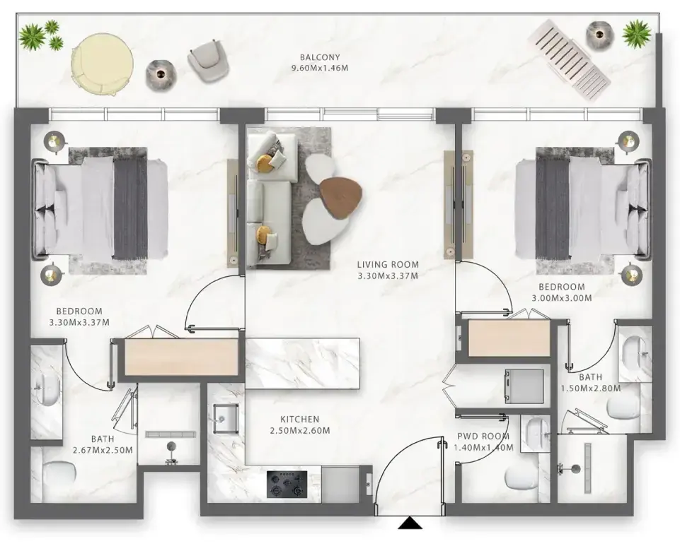 2 Bedrooms