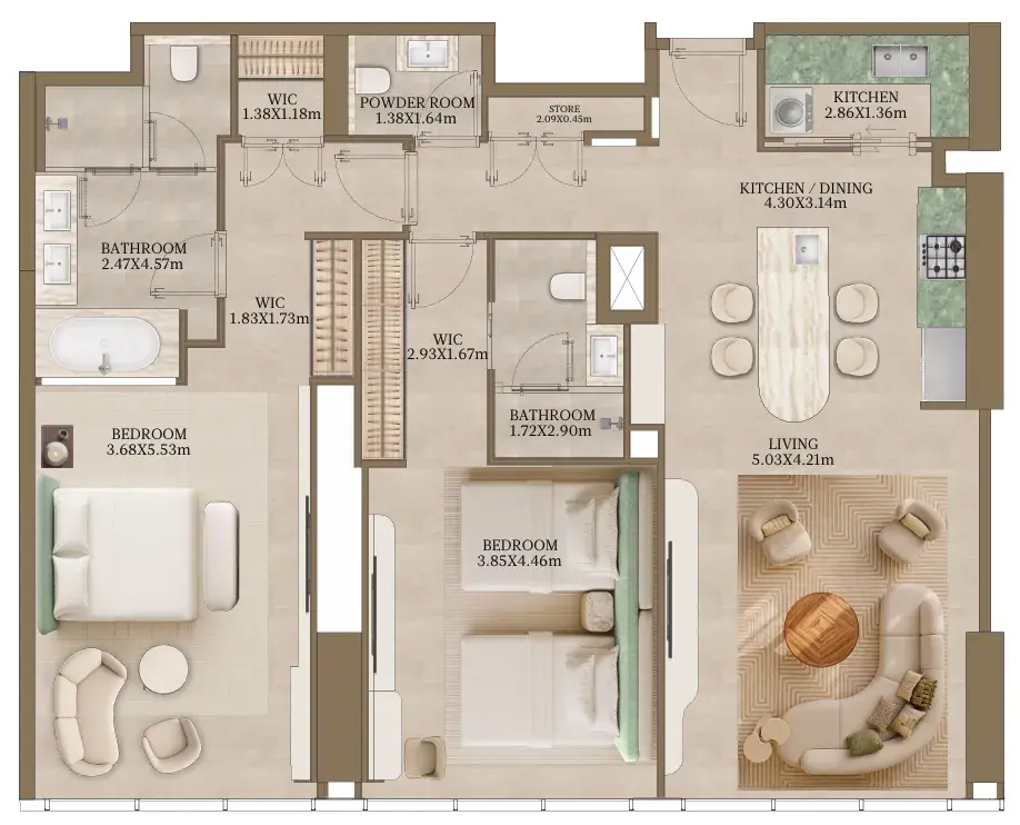 2 Bedrooms