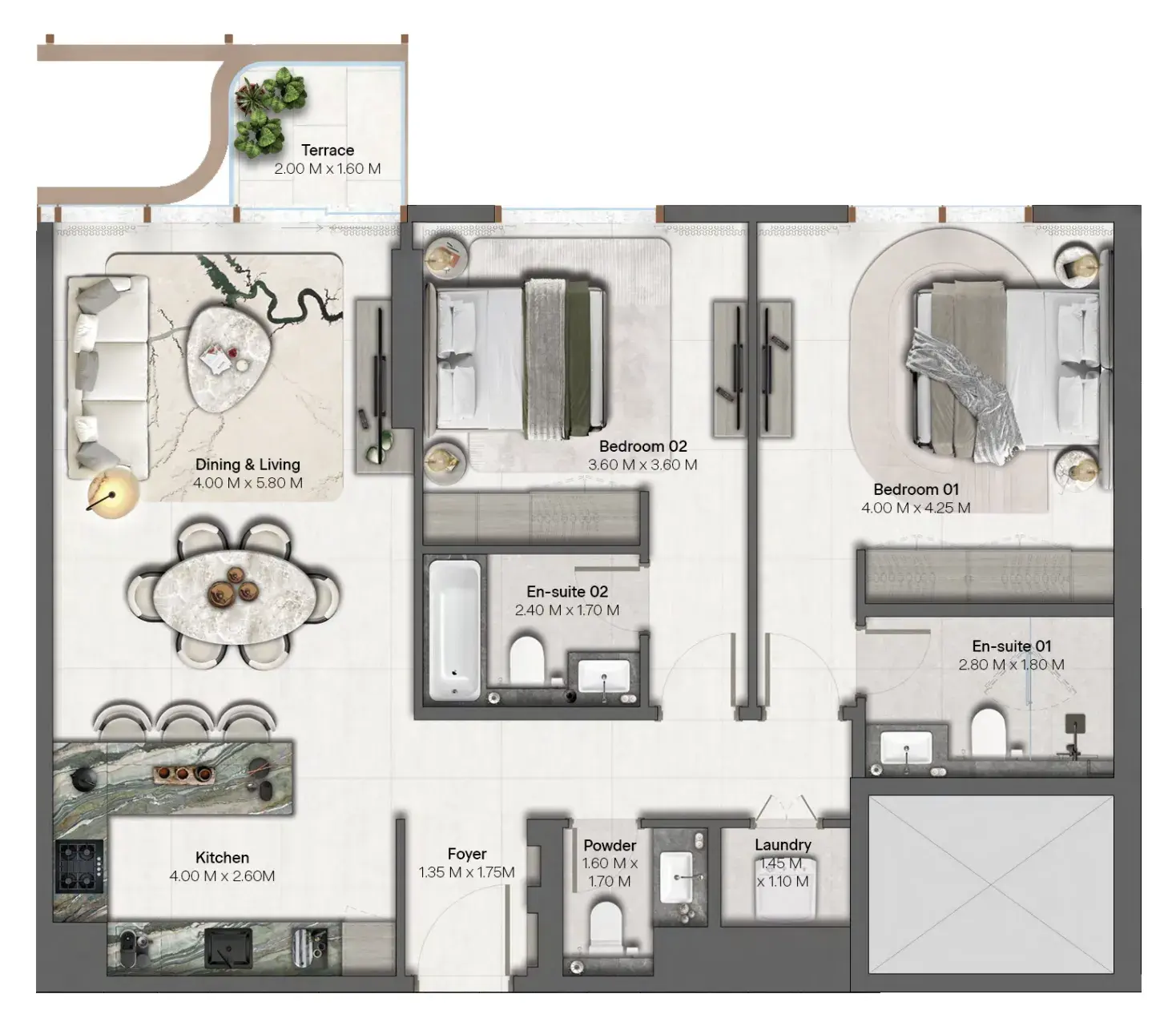 2 Bedrooms