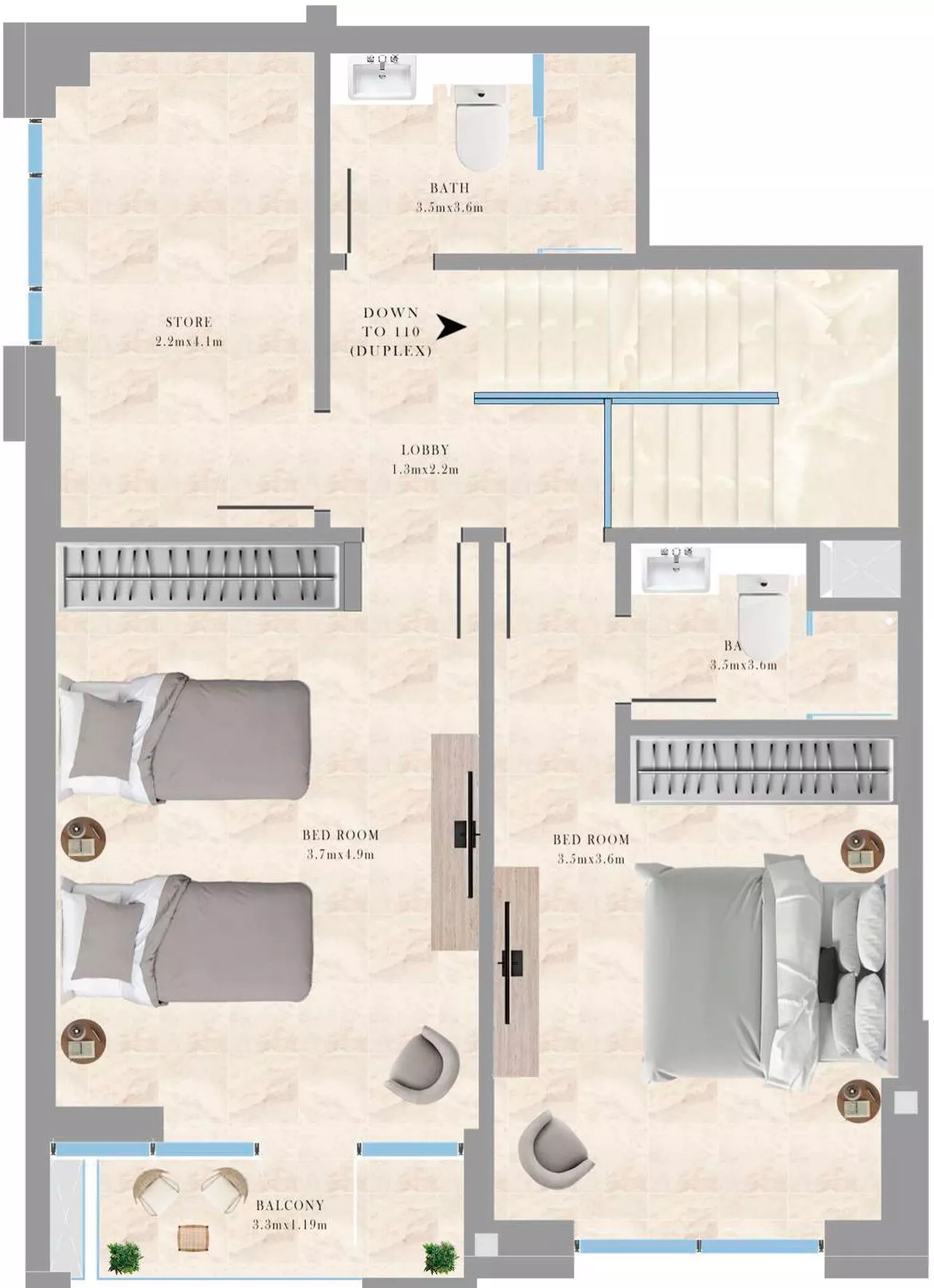 2 Bedrooms