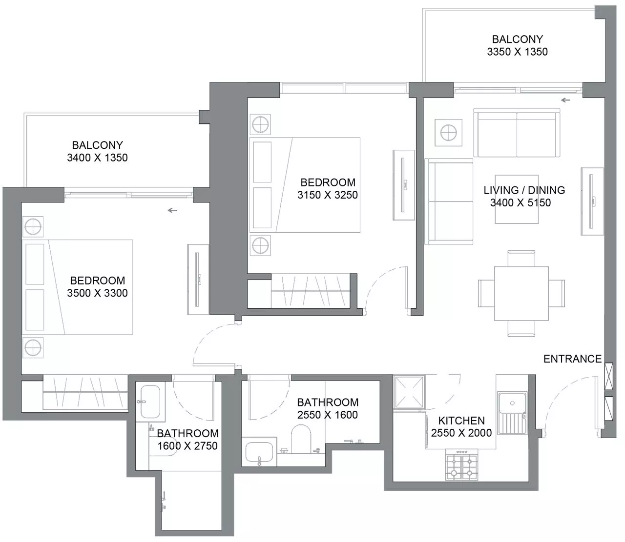 2 Bedrooms