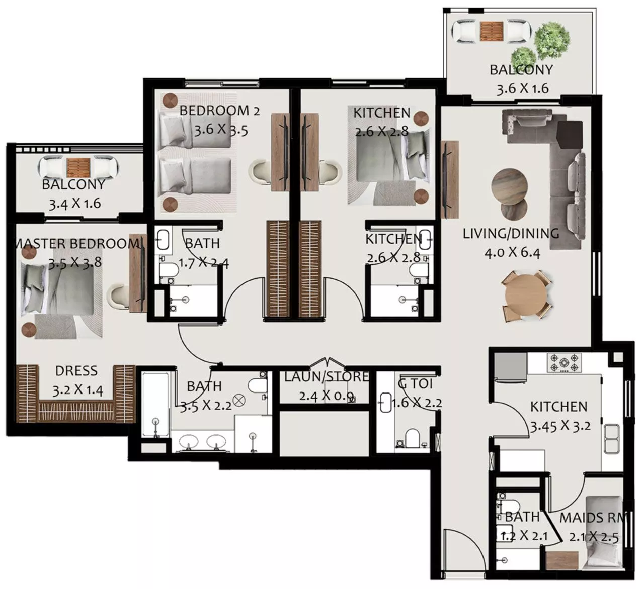 3 Bedrooms