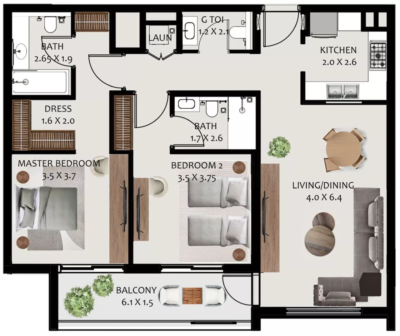 2 Bedrooms