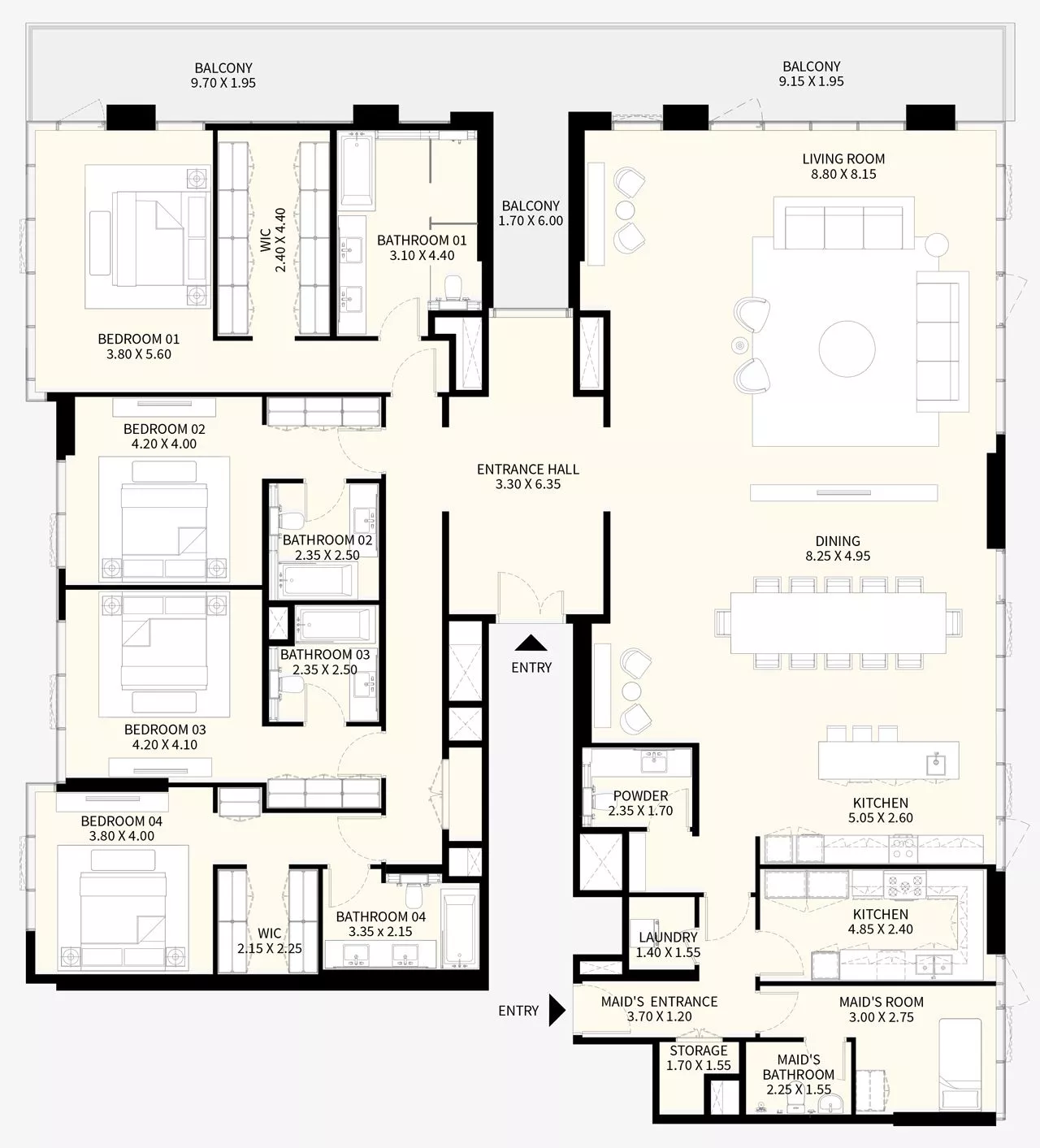 4 Bedrooms