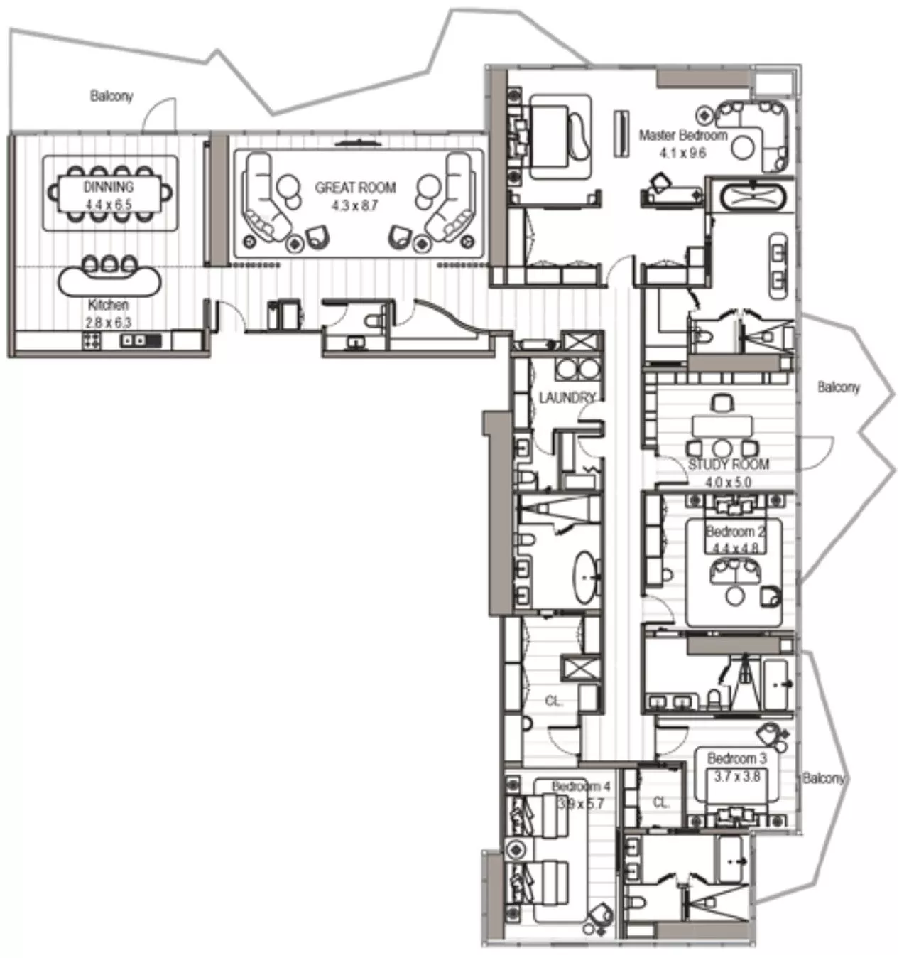 4 Bedrooms