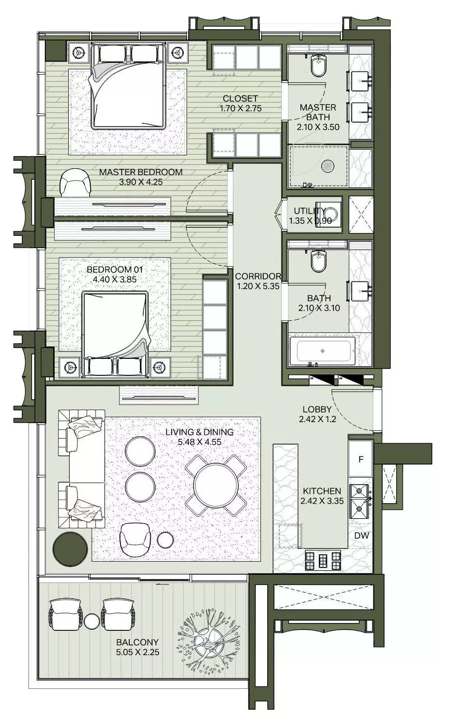 2 Bedrooms