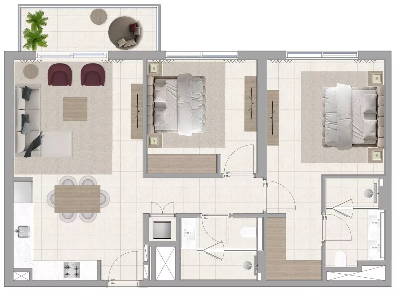 2 Bedrooms
