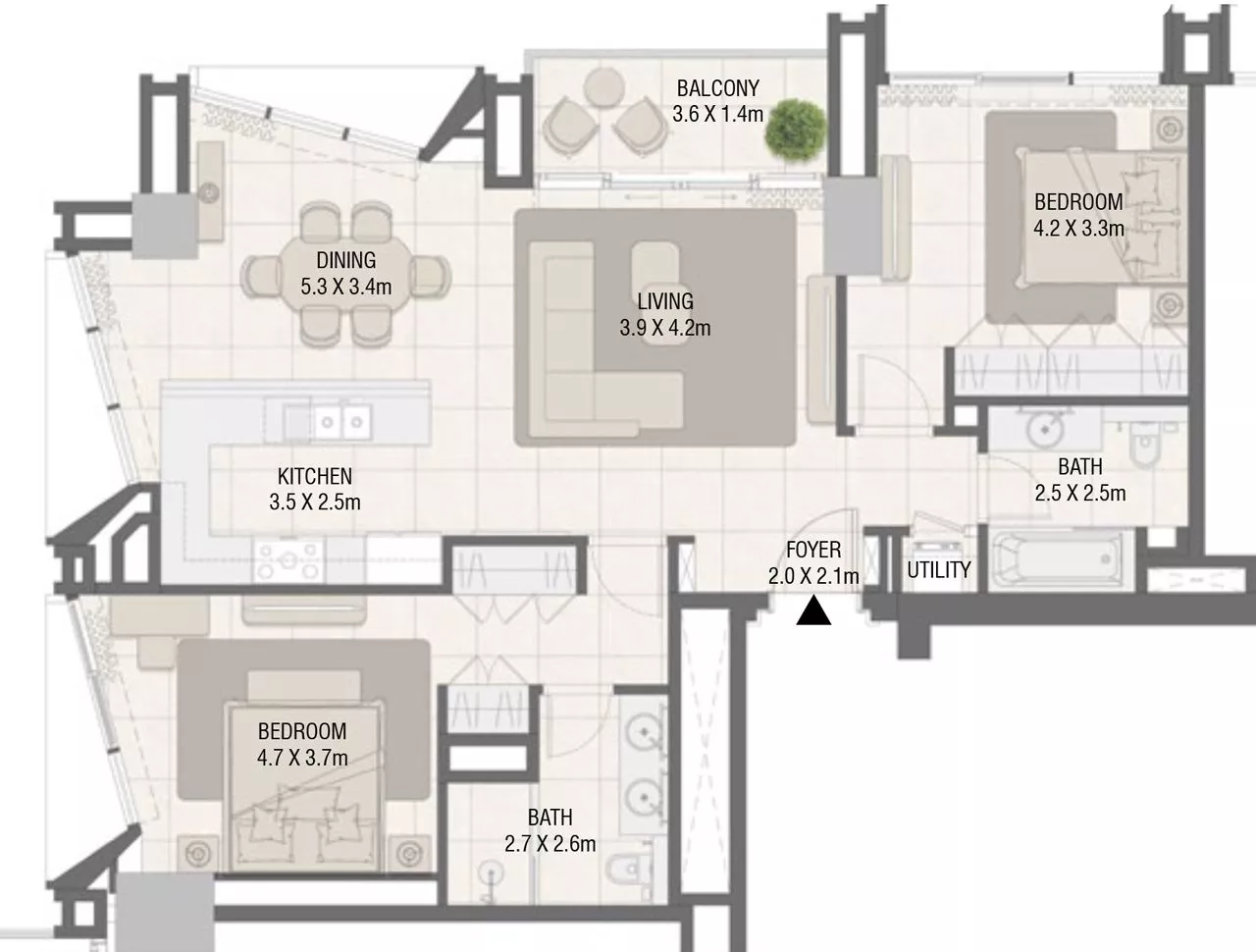 2 Bedrooms