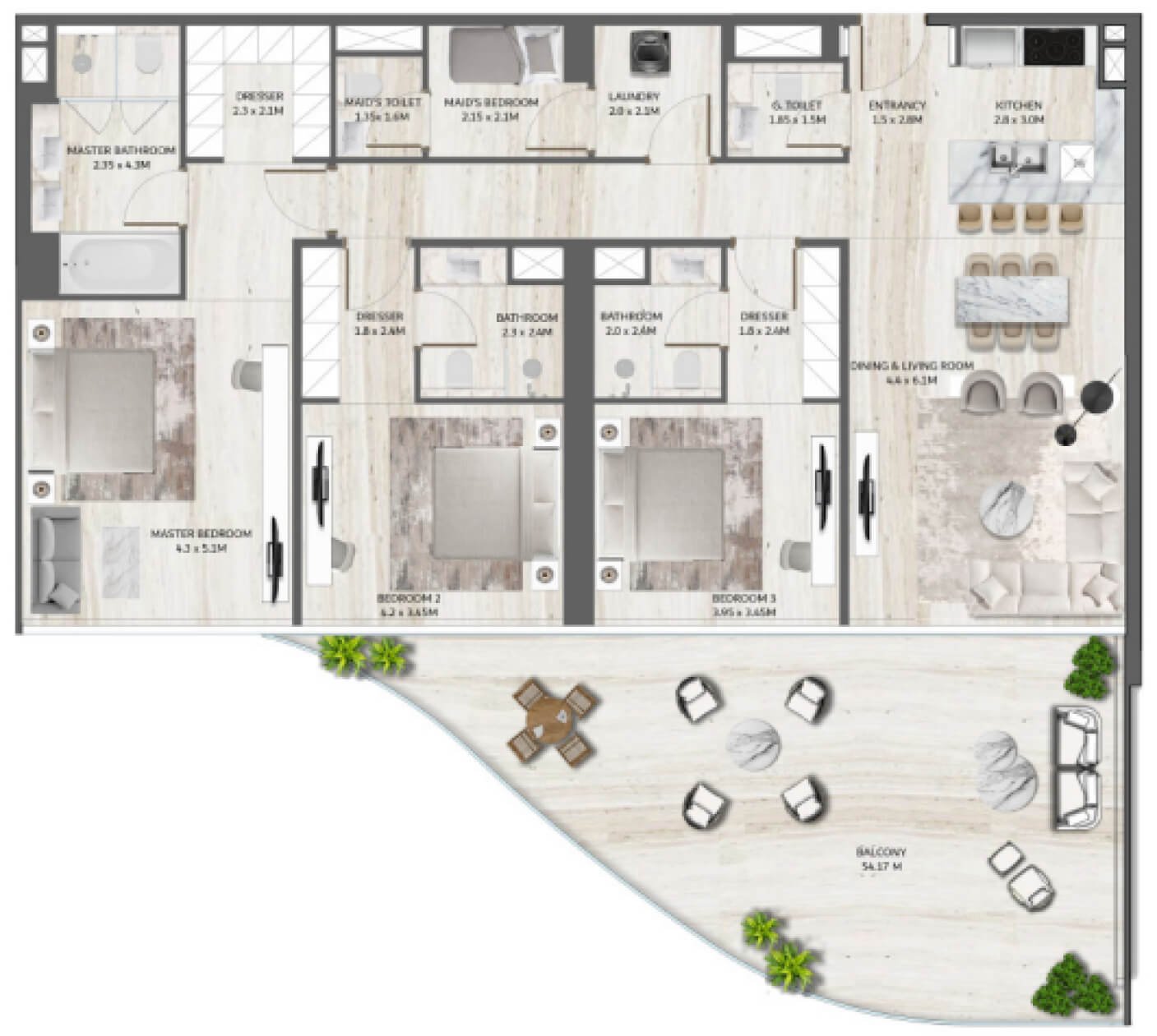 3 Bedrooms