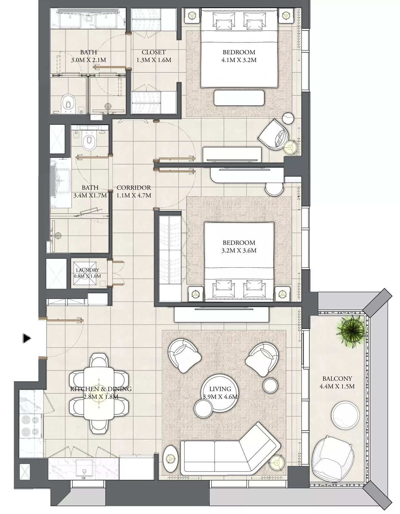 2 Bedrooms