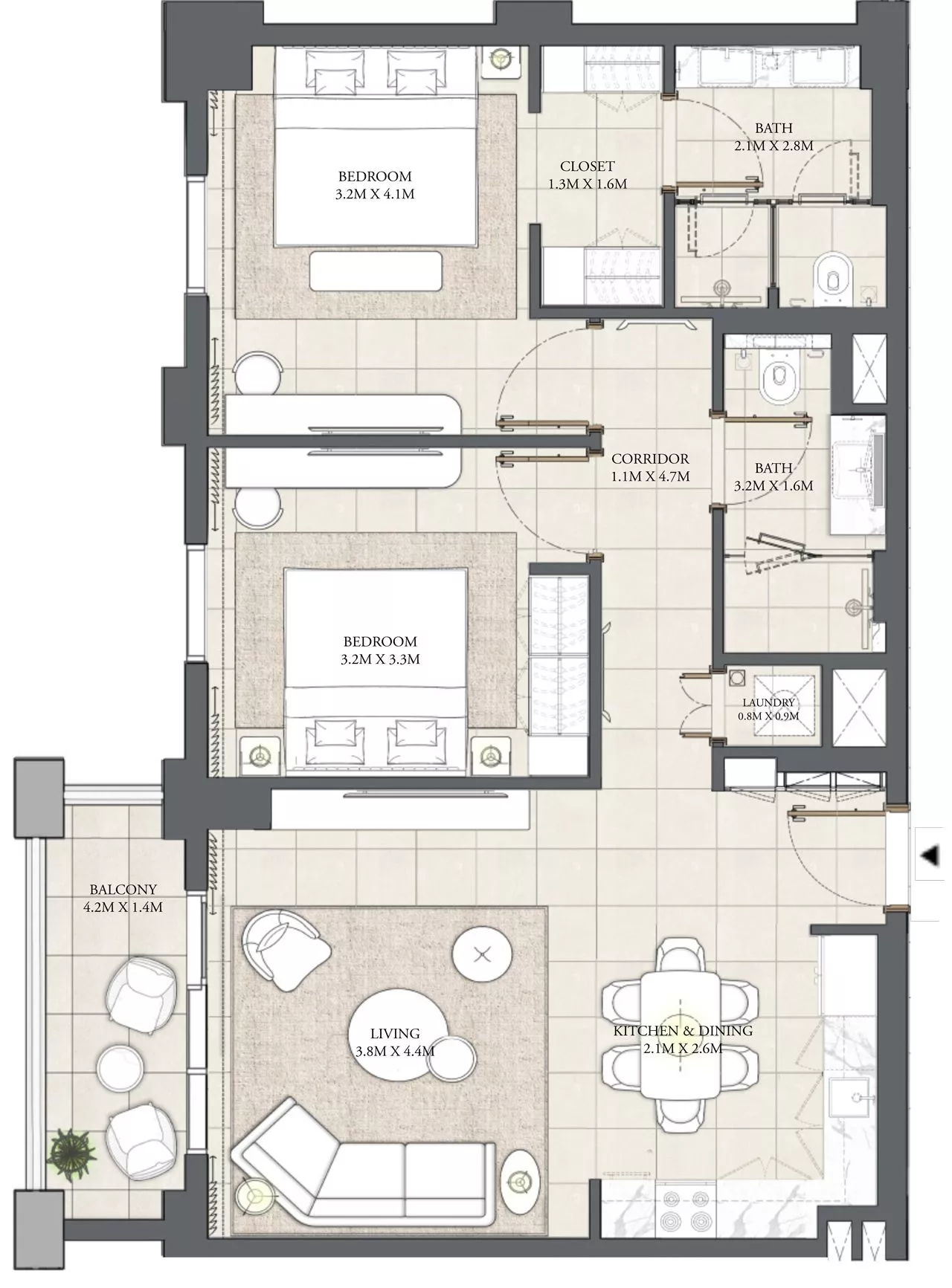 2 Bedrooms