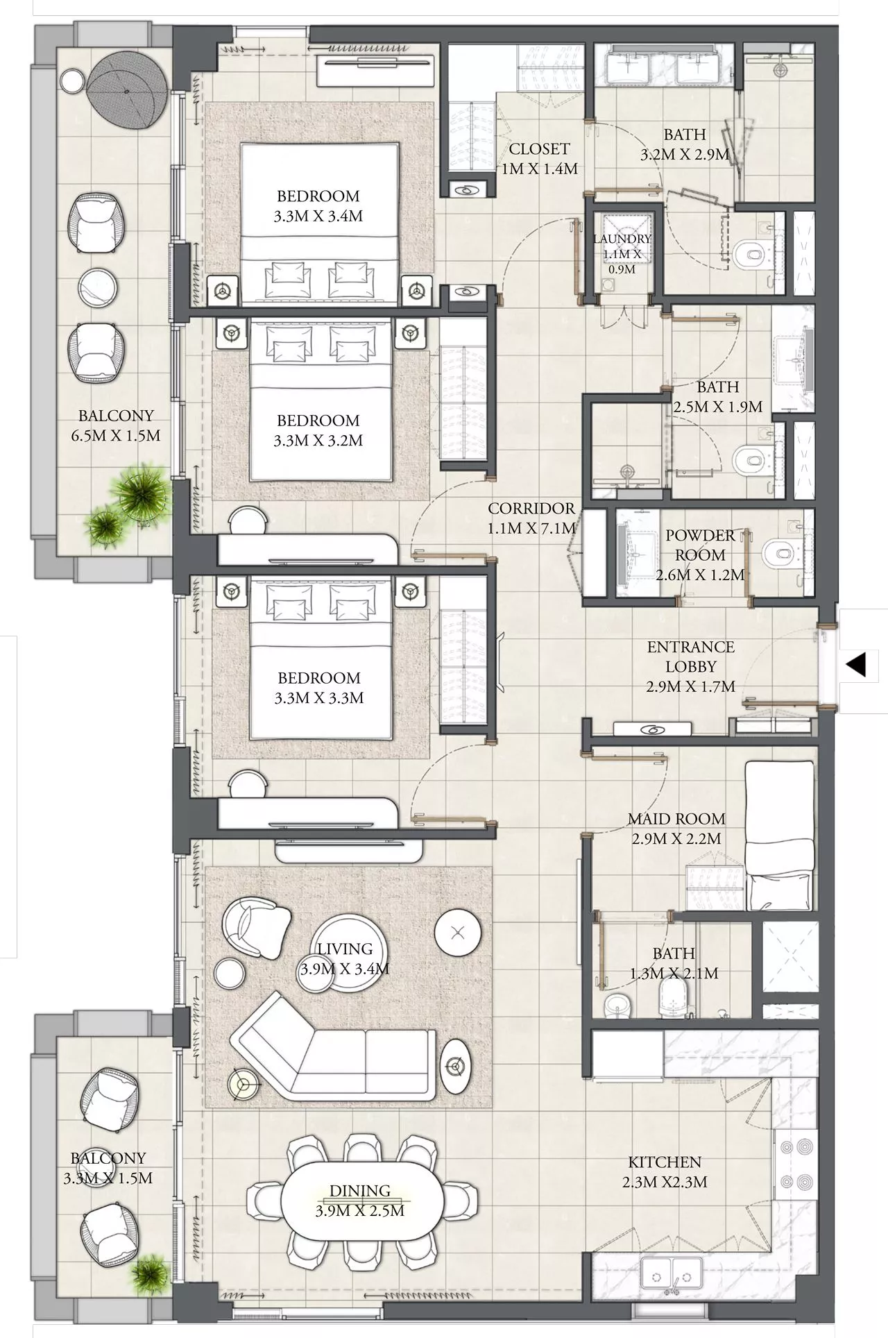 3 Bedrooms