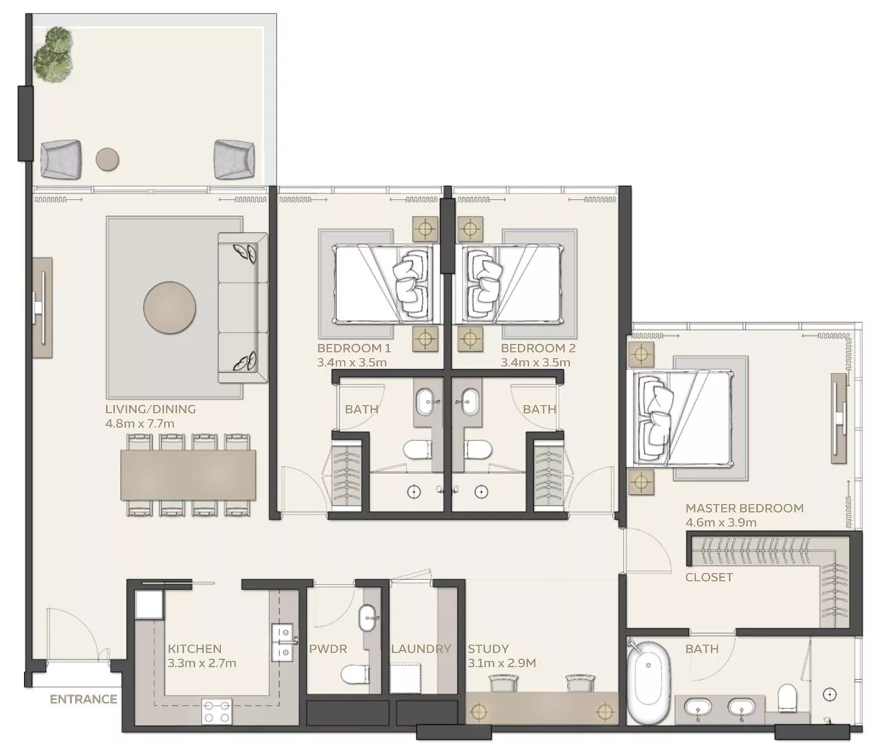 3 Bedrooms