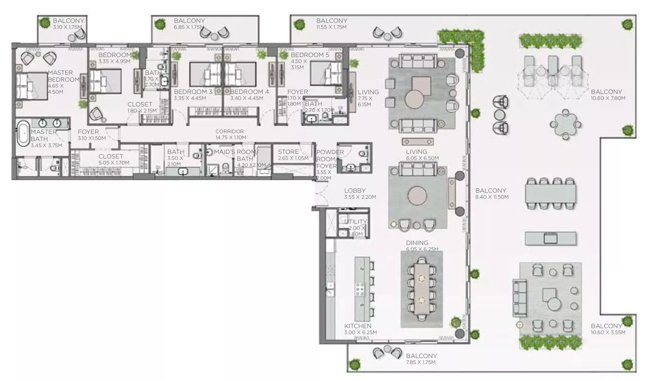 5 Bedrooms