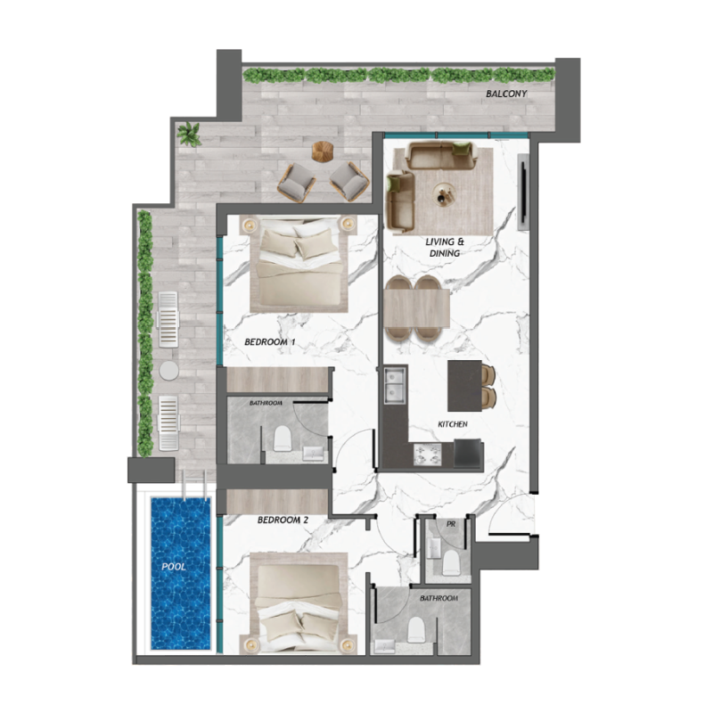 2 Bedrooms