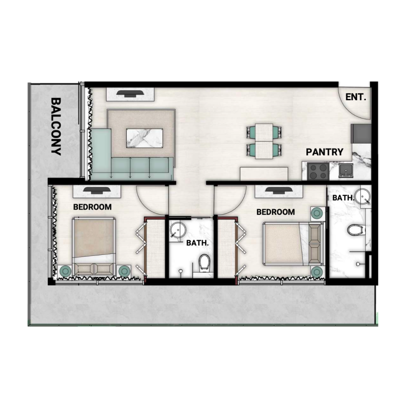 2 Bedrooms