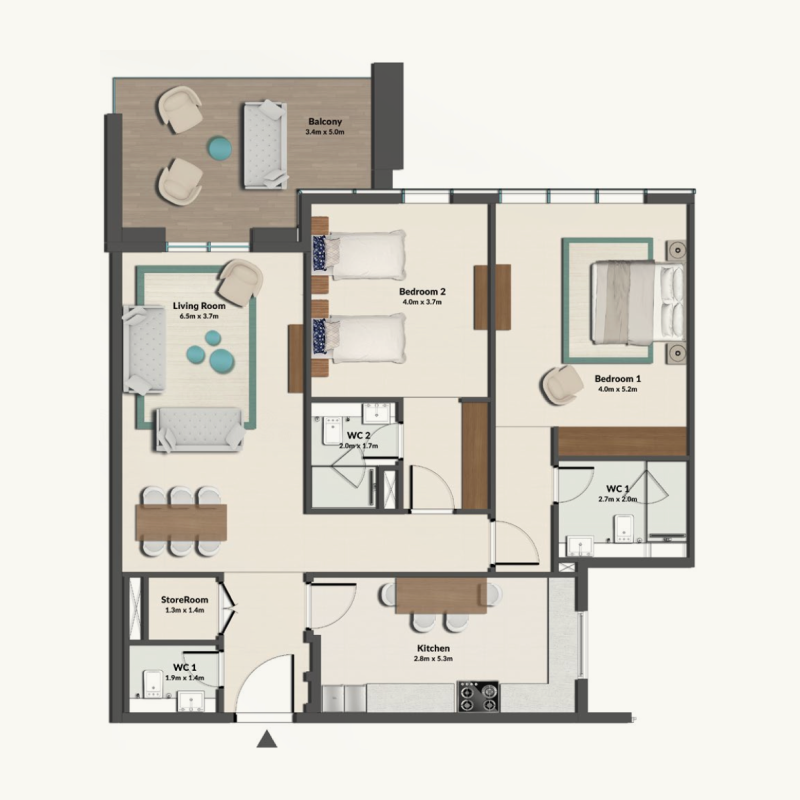 2 Bedrooms