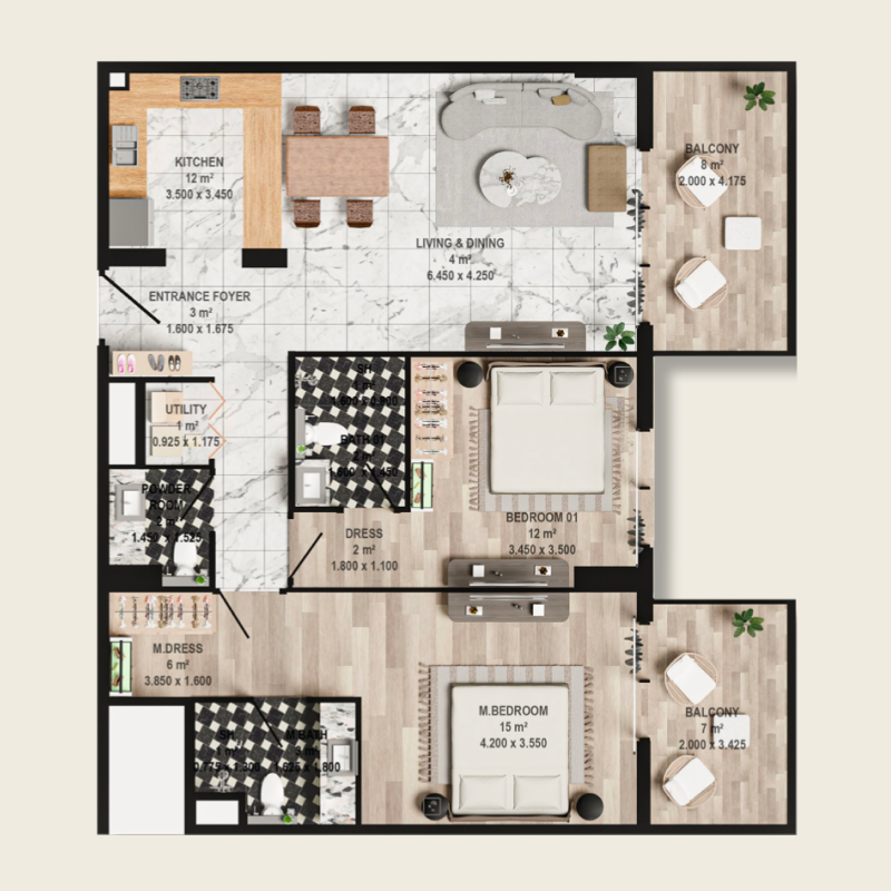 3 Bedrooms