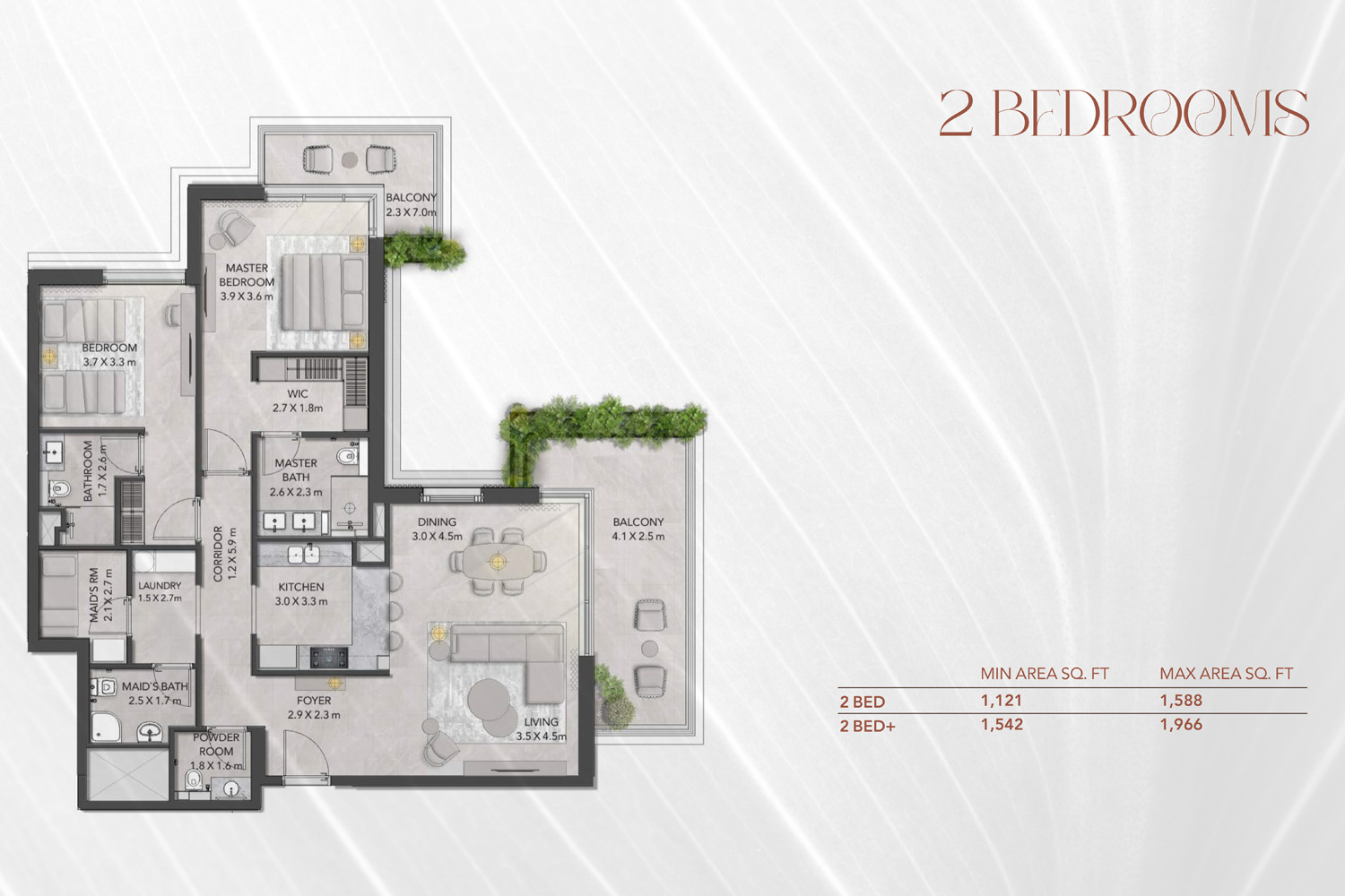2 Bedrooms