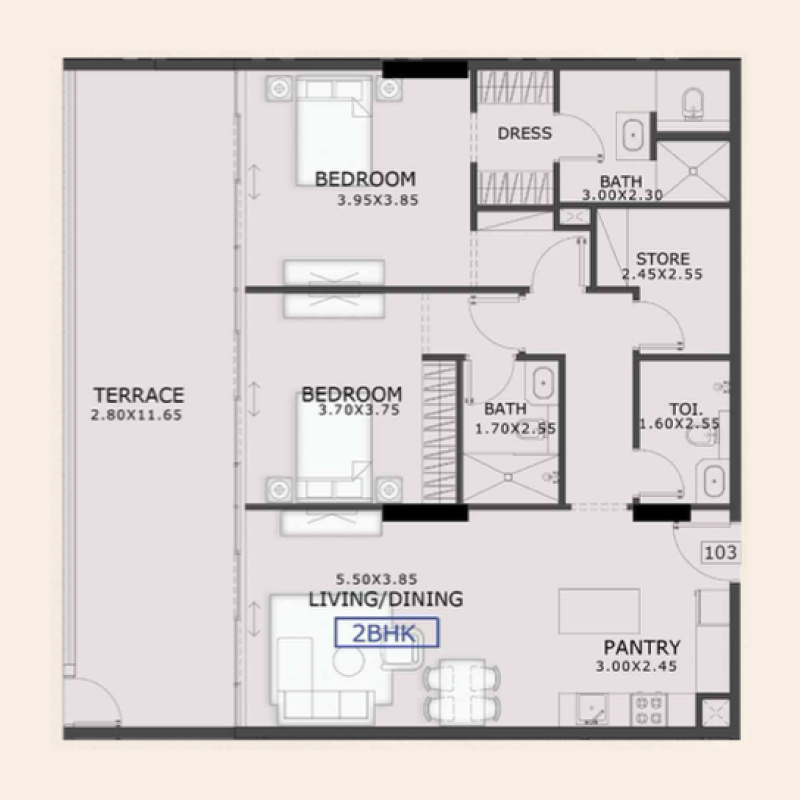 2 Bedrooms