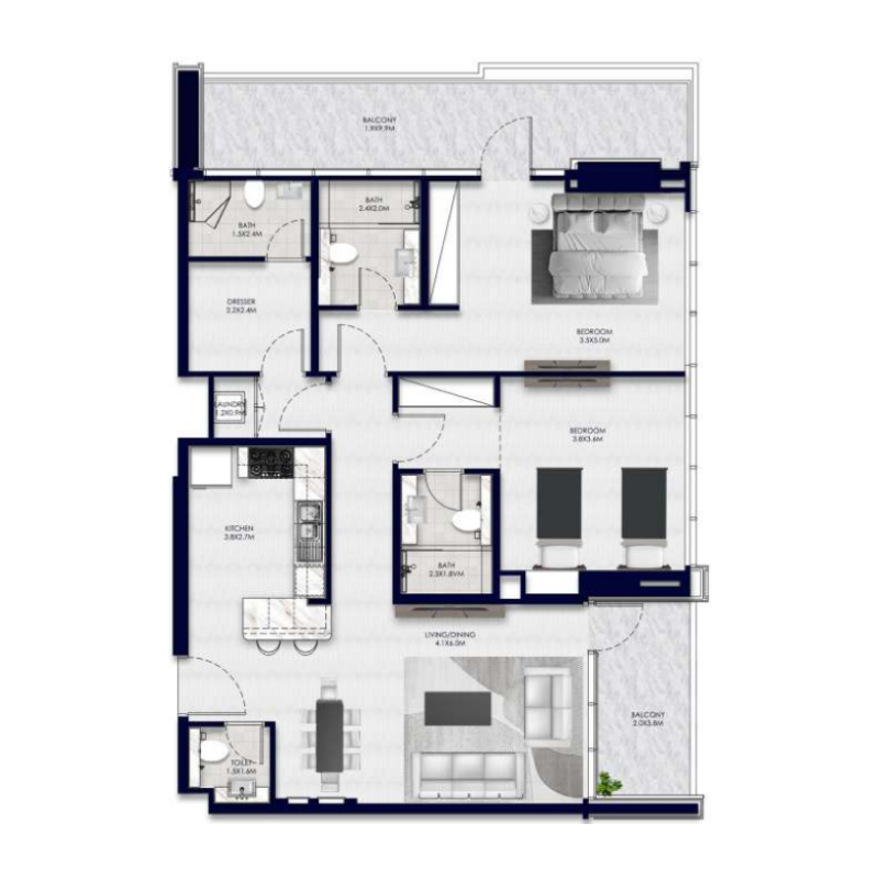 2 Bedrooms