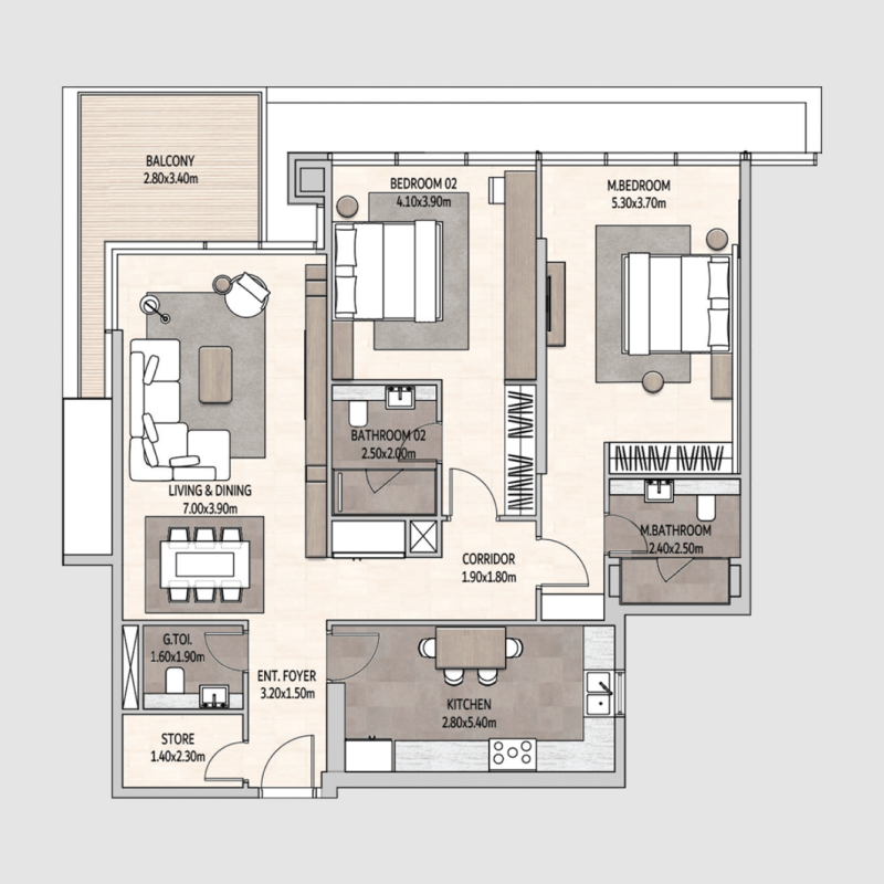 2 Bedrooms