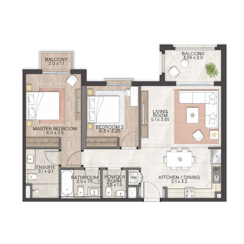 2 Bedrooms