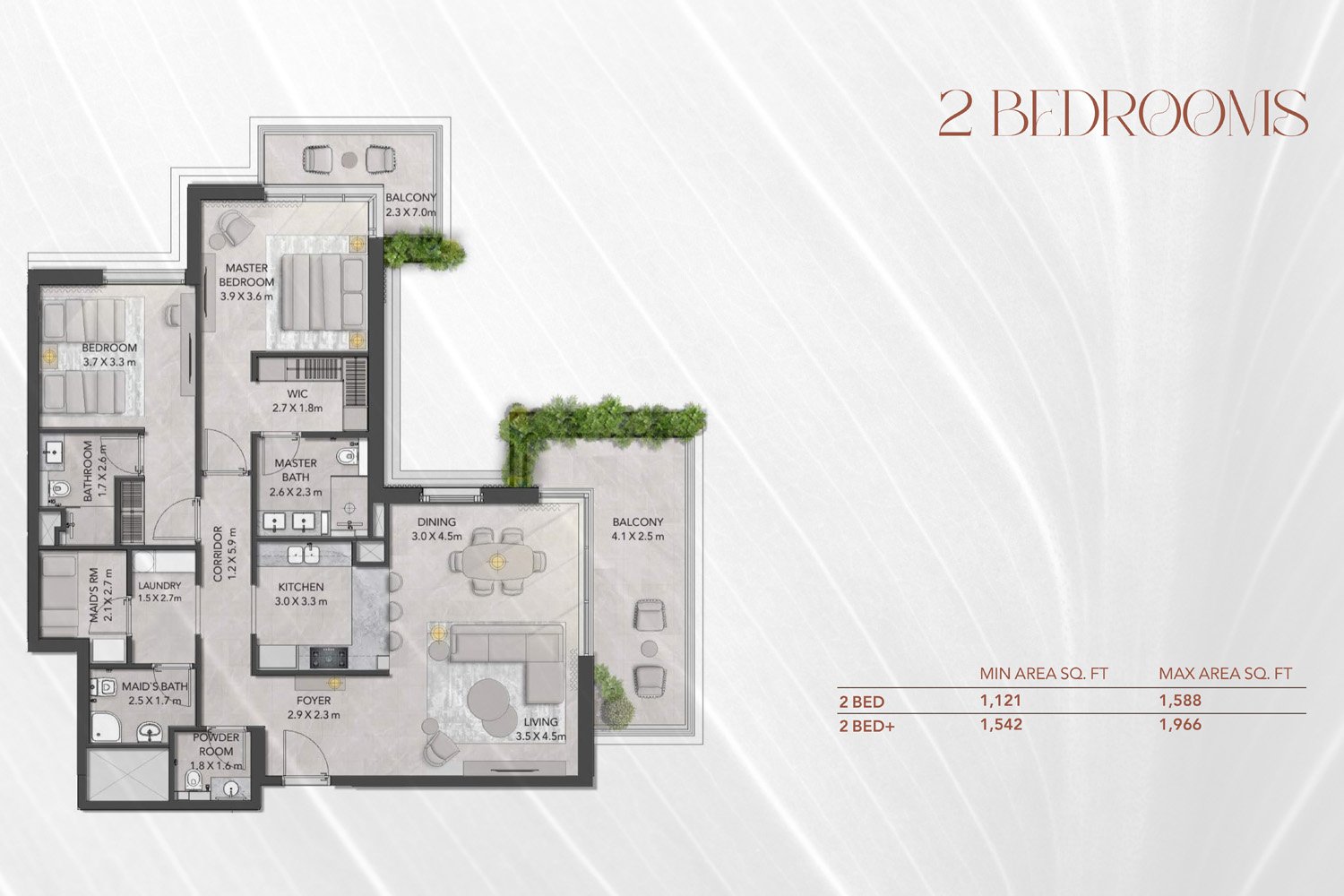 2 Bedrooms
