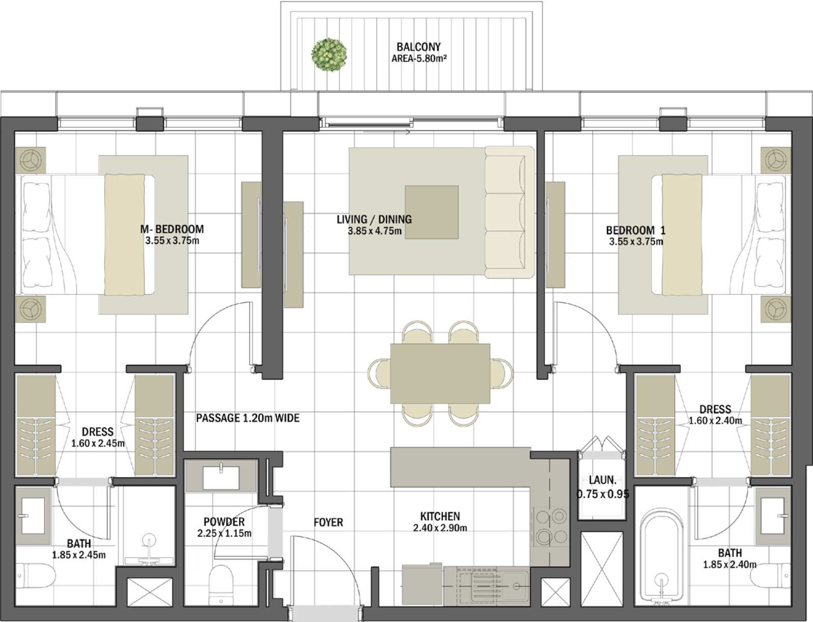 2 Bedrooms