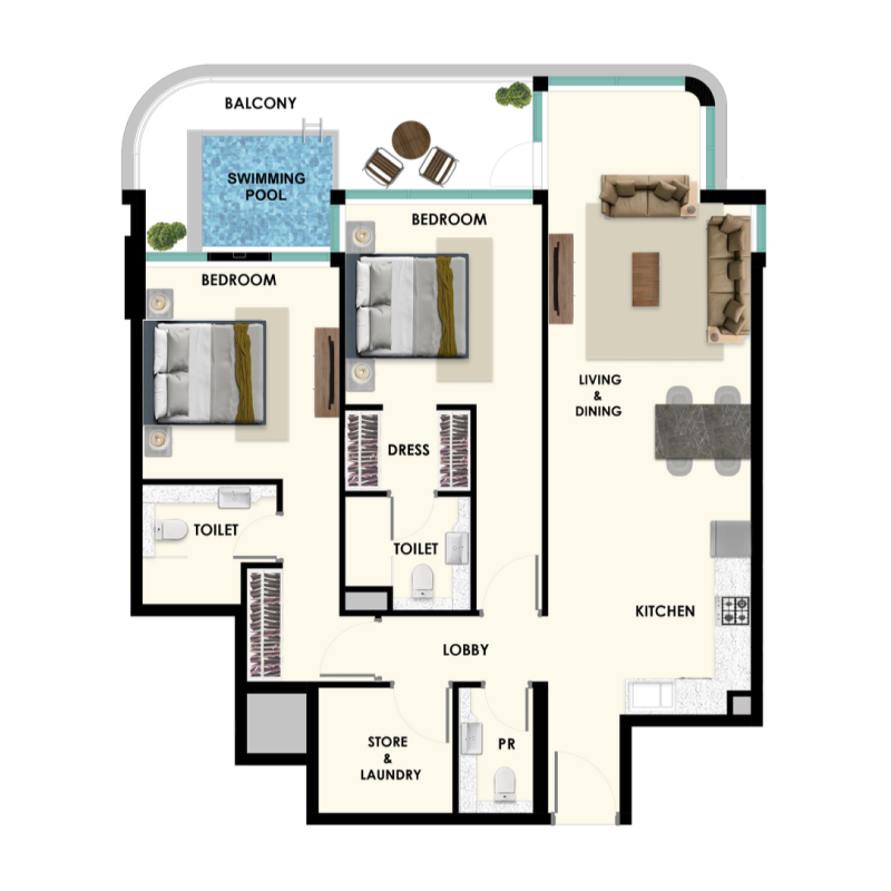 2 Bedrooms