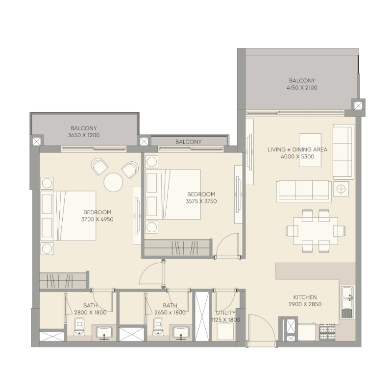 2 Bedrooms