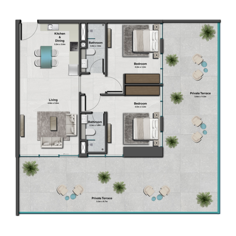 2 Bedrooms