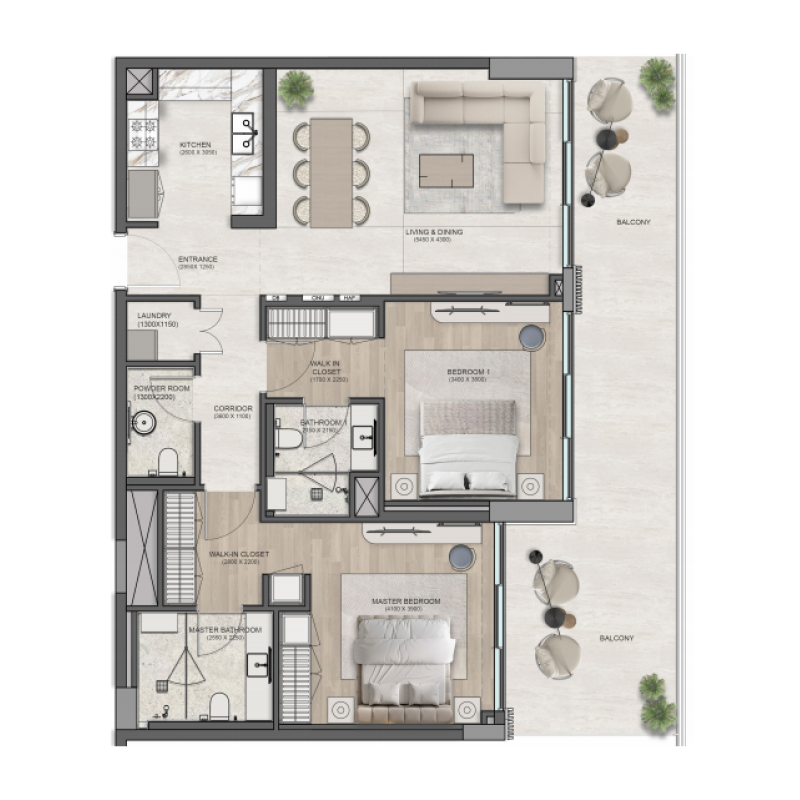 2 Bedrooms