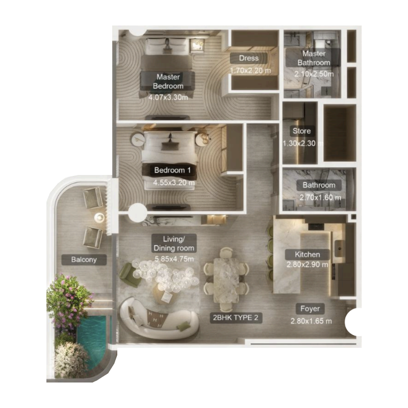 2 Bedrooms