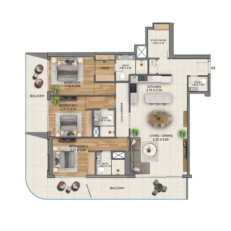 3 Bedrooms