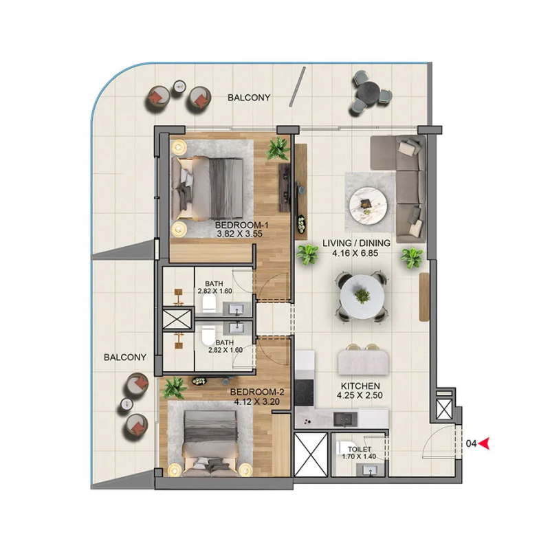 2 Bedrooms
