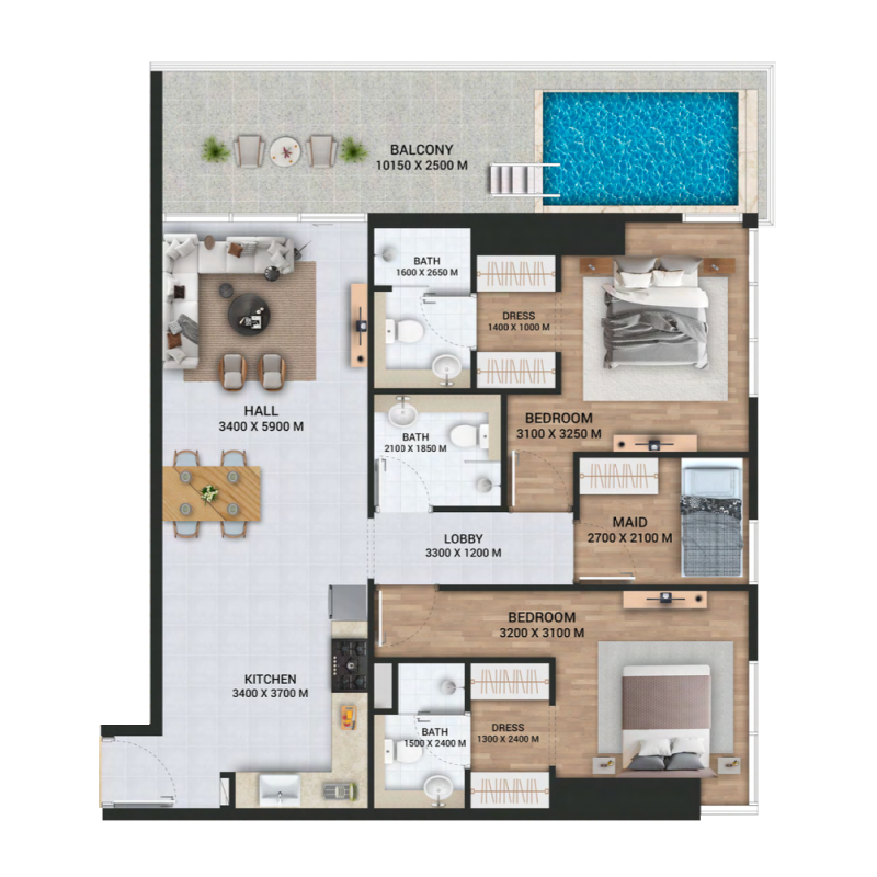 2 Bedrooms