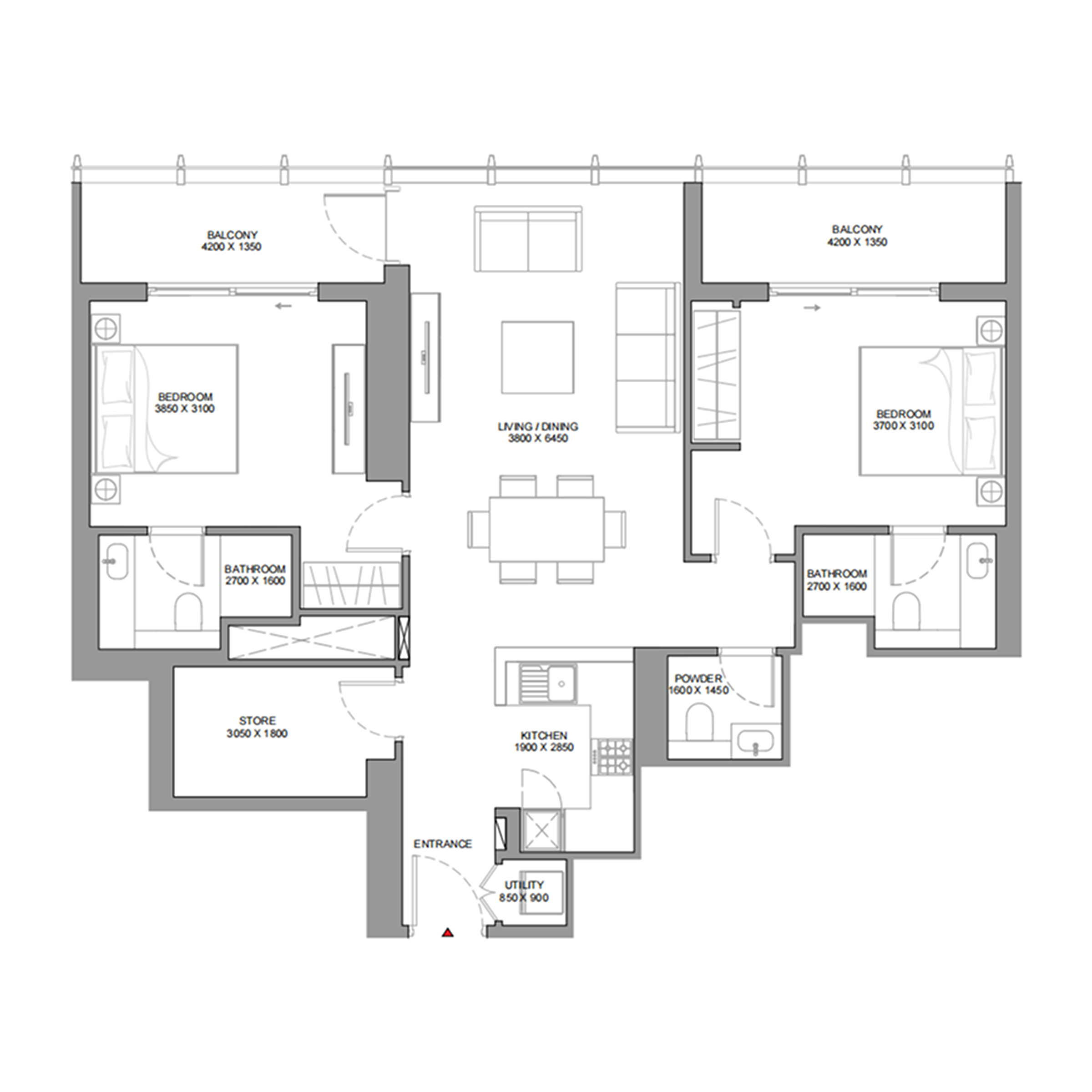2 Bedrooms