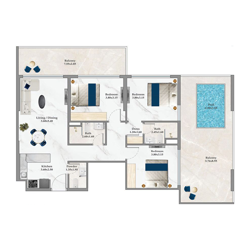 3 Bedrooms
