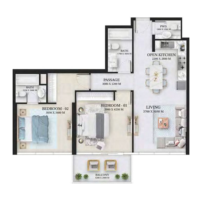 2 Bedrooms