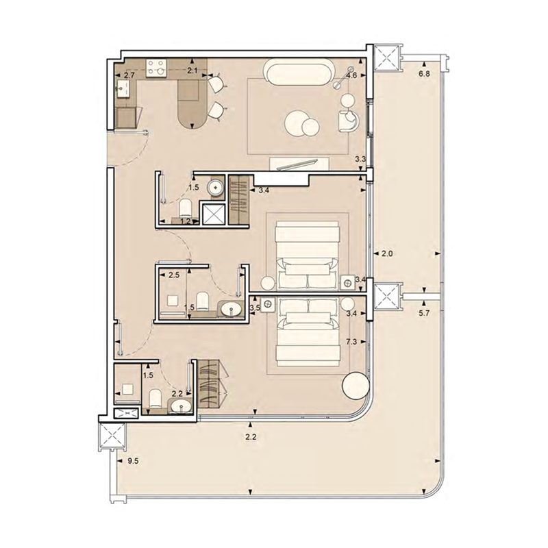 2 Bedrooms
