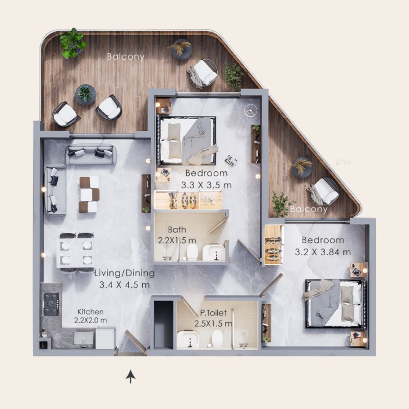 2 Bedrooms