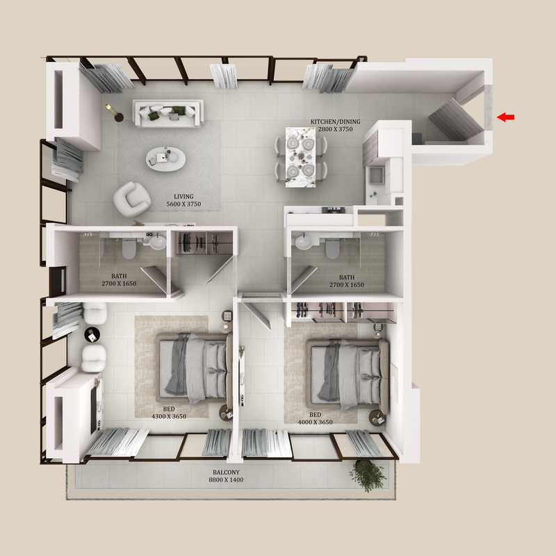 2 Bedrooms